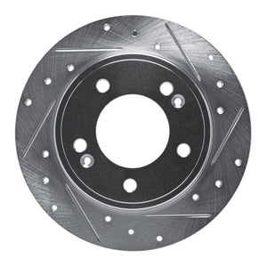 R1 11-25 Hyundai Elantra Coupe Rear Right Drilled & Slotted Silver Brake Rotor