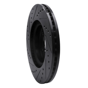R1 2013-2025 Infiniti Q60 Front Right Drilled & Slotted Black Brake Rotor