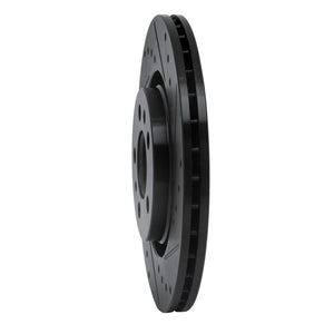R1 98-15 Volkswagen Beetle Front Right Drilled & Slotted Black Brake Rotor
