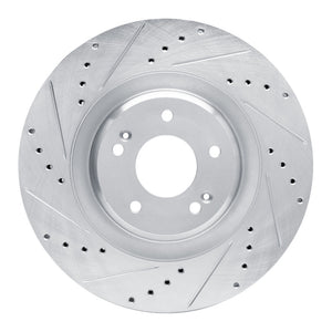 R1 19-22 Hyundai Veloster N Front Left Drilled & Slotted Silver Brake Rotor