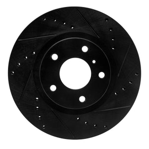 R1 03-05 Infiniti G35 Front Right Drilled & Slotted Black Brake Rotor