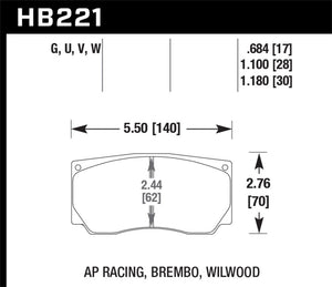 Hawk AP Racing/Wilwood ER-1 Motorsport Brake Pads