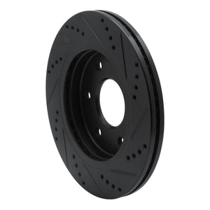 R1 05-07 Infiniti QX56 Front Left Drilled & Slotted Black Brake Rotor