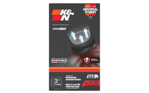 K&N Filter Universal Rubber Filter 3 1/2 inch Flange 4 5/8 inch Base 3 1/2 inch Top 7 inch Height