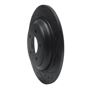 R1 16-25 Ford Focus Rear Right Drilled & Slotted Black Brake Rotor