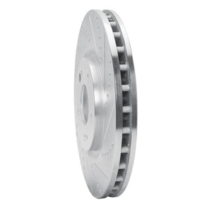 R1 03-06 Mitsubishi Lancer Front Right Drilled & Slotted Silver Brake Rotor