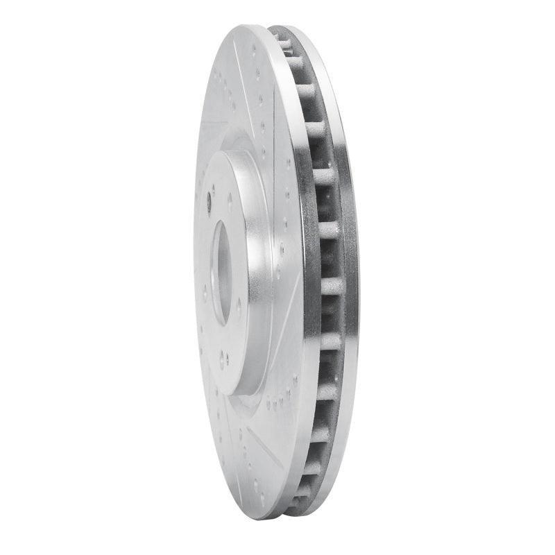 R1 03-06 Mitsubishi Lancer Front Right Drilled & Slotted Silver Brake Rotor