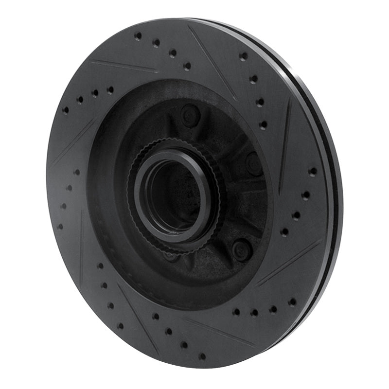R1 97-99 Ford F-150 RWD Front Left Drilled & Slotted Black Brake Rotor