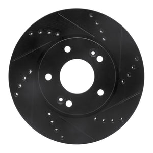 R1 2011-2025 Hyundai Elantra GT Front Right Drilled & Slotted Black Brake Rotor