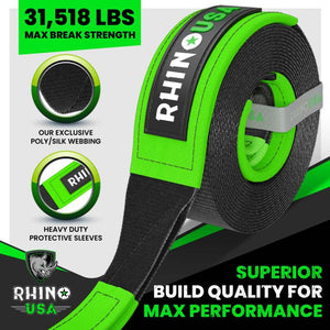 Rhino USA Recovery Tree Saver Strap 3Inx8Ft (Black)