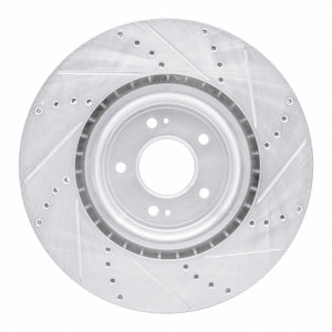 R1 08-15 Mitsubishi Lancer Front Left Drilled & Slotted Silver Brake Rotor