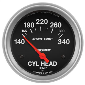 AutoMeter Gauge Cylinder Head Temp 2-5/8in. 140-340 Deg. F Electric Sport-Comp