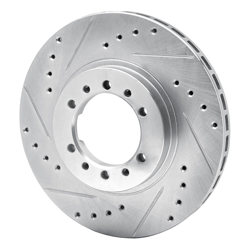 R1 90-04 Mitsubishi Montero Front Left Drilled & Slotted Silver Brake Rotor