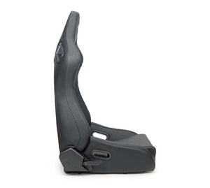 NRG Omega Reclinable Racing Seat (Pair) Black with Black Carbon Vinyl Back