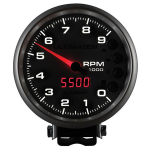 Autometer 5 inch Ultimate III Playback Tachometer 9000 RPM - Silver