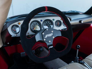 PRP Comp-R D-Shape Suede Steering Wheel - Red