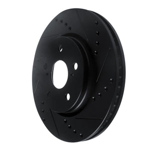 R1 18-22 Toyota C-HR Front Right Drilled & Slotted Black Brake Rotor