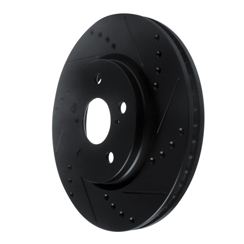 R1 18-22 Toyota C-HR Front Right Drilled & Slotted Black Brake Rotor