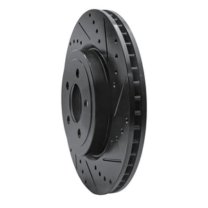 R1 09-23 Dodge Challenger Front Right Drilled & Slotted Black Brake Rotor