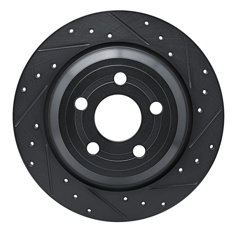 R1 22-25 Ford Maverick Rear Right Drilled & Slotted Black Brake Rotor