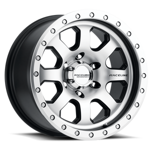 Raceline 929M Avenger 17x9in / 5x139.7 BP / -12mm Offset / 107.95mm Bore - Black & Machined Wheel