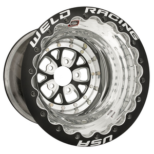 Weld V-Series 16x16 / 5x5 / 5 BS / 3.5 HB - Black Center - Polished Shell - Black DBL Wheel