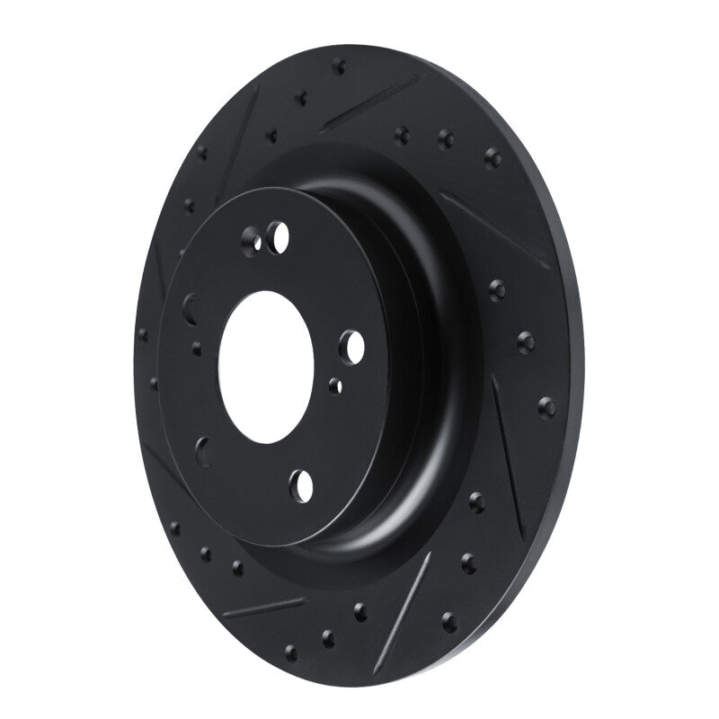 R1 17-25 Acura Integra Rear Left Drilled & Slotted Black Brake Rotor