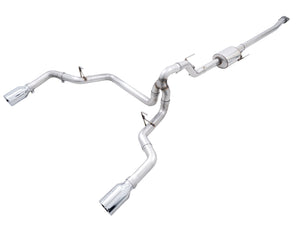 AWE Tuning 0FG 21+ Ford F150 Dual Split Rear Exhaust - 5in Chrome Silver Tips