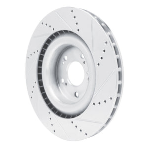 R1 2021-2025 Acura TLX Front Left Drilled & Slotted Silver Brake Rotor