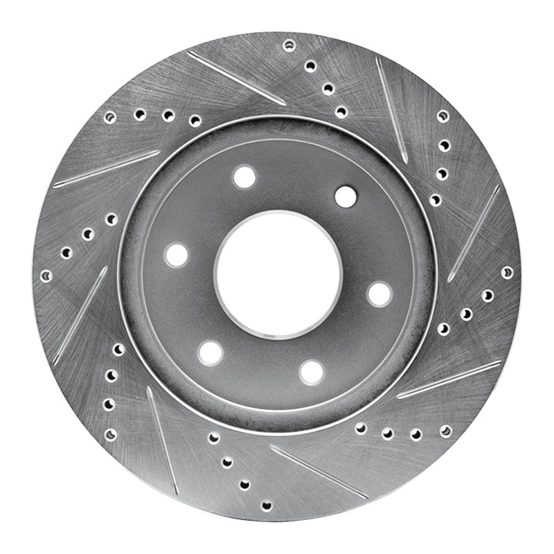 R1 04-05 Infiniti QX56 Front Left Drilled & Slotted Silver Brake Rotor