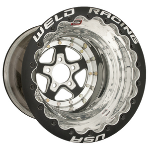 Weld Alumastar 16x16 / 5x5 / 4 BS / 3.5 HB - Black Center - Polished Shell - Black DBL Wheel