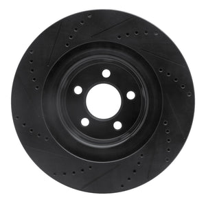 R1 05-23 Chrysler 300 Front Left Drilled & Slotted Black Brake Rotor
