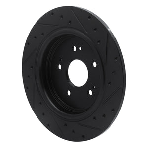 R1 15-25 Acura TLX Rear Left Drilled & Slotted Black Brake Rotor