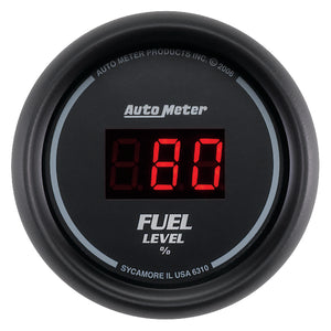 Autometer 52mm Black Digital Programmable Empty-Full Fuel Level Gauge