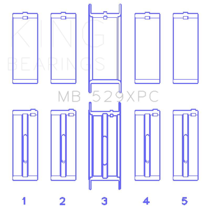 King Engine Bearings Ford 260CI/289CI/302 5.0L Windsor Coated Crankshaft Main Bearing Set
