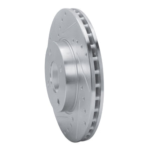 R1 17-25 Nissan Versa Front Left Drilled & Slotted Silver Brake Rotor