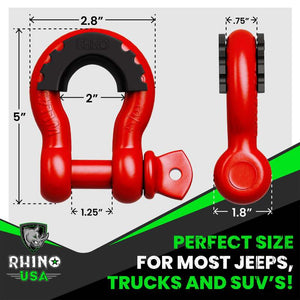 Rhino USA 3/4In D-Ring Shackle Set (2-Pack) Matte Black