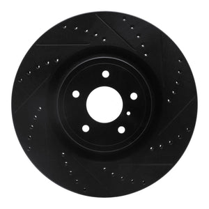 R1 08-25 Infiniti Q50 Front Right Drilled & Slotted Black Brake Rotor