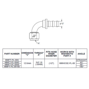 Mishimoto 90 Degree Push Lock Fitting - 8AN