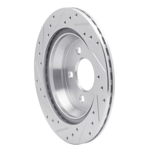 R1 94-04 Ford Mustang Rear Right Drilled & Slotted Silver Brake Rotor