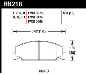 Hawk 84-85 Honda Accord / 88-00 Civic / 88-91 CRX 15mm DTC-60 Front Race Brake Pads