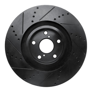 R1 09-11 Lexus GS350 Right Front Drilled & Slotted Black Brake Rotor