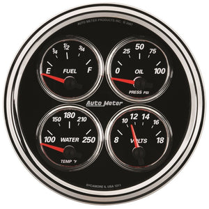Autometer Designer Black II 100PSI/100-250 Deg F/8-18 Volt Oil Press/Water Temp/Volt/Fuel Quad Gauge