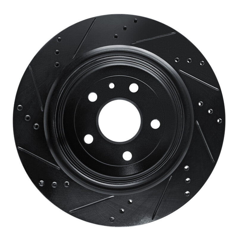 R1 14-19 Chevrolet Corvette Rear Right Drilled & Slotted Black Brake Rotor