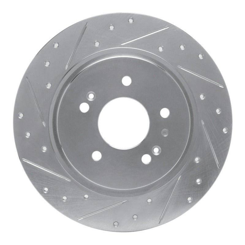 R1 19-25 Hyundai SANTA FE Rear Left Drilled & Slotted Silver Brake Rotor