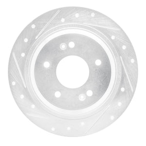 R1 18-25 Hyundai Kona Rear Left Drilled & Slotted Silver Brake Rotor