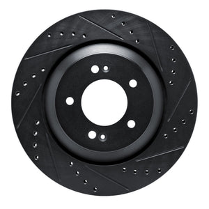R1 2019-2025 Hyundai Kona N Rear Right Drilled & Slotted Black Brake Rotor
