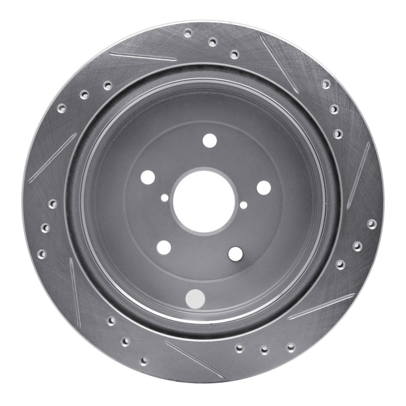 R1 06-14 Subaru B9 TRIBECA Rear Left Drilled & Slotted Silver Brake Rotor