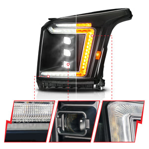 ANZO 15-20 GMC Yukon (Incl XL - Factory Halogen Models) Full LED Proj Headlights Black - Pass. Side