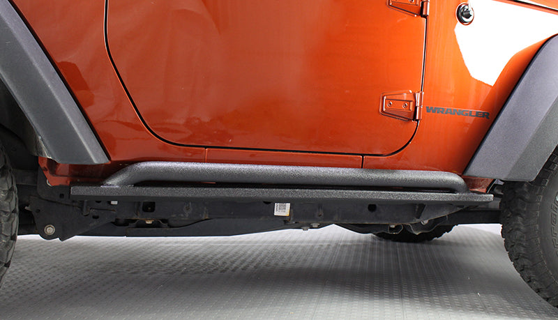 Fishbone Offroad 07-18 Jeep Wrangler JK 2 Door Rubicon Steel Rock Slider - Black Textured Powdercoat